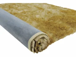Alfombra shaggy de pelo largo - Dorada - 160 x 230 cm - poliéster - GLITTER^OZAIA Clearance