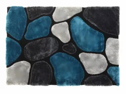 Alfombra shaggy turquesa y gris poliéster 120x170 cm PIETRA^OZAIA Discount