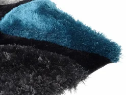 OZAIA Alfombra De Salón|Alfombra shaggy turquesa y gris poliéster 160x230 cm PIETRA