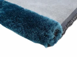 OZAIA Alfombra De Salón|Alfombra shaggy turquesa y gris poliéster 160x230 cm PIETRA