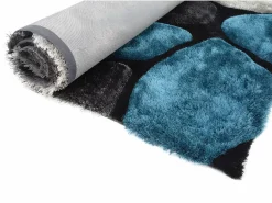 OZAIA Alfombra shaggy turquesa y gris poliéster 140x200 cm PIETRA Azul turquesa Outlet
