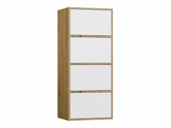 TOPESHOP ALMA - Cómoda alta de almacenamiento con 4 puertas con apertura tip-on - Artesanía y blanco Color natural oscuro Hot