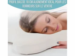 Inphysio Almohada|Almohada Mariposa Plana 56x46, Espuma de Memoria, Perfil Bajo 10 cm, Multiposición, Funda de Algodón