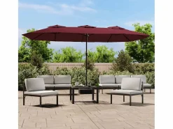 Garden Furniture Anderson Sombrilla doble de jardín con luces LED rojo burdeos 449x265 cm Online