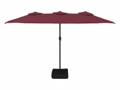 Garden Furniture Anderson Sombrilla doble de jardín con luces LED rojo burdeos 449x265 cm Online