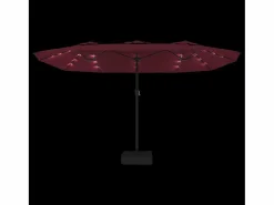 Garden Furniture Anderson Sombrilla doble de jardín con luces LED rojo burdeos 449x265 cm Online