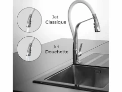Essebagno Angel Mezclador para fregadero con ducha móvil cromada y flexible blanco Plateado Online