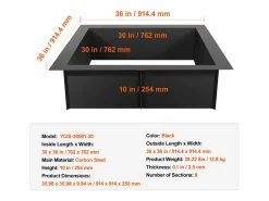 Brasero|Anillo de Chimenea Cuadrado SucceBuy, con Revestimiento Exterior de Acero 91 x 92 cm para Chimenea, Anillo de Fogata