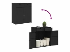 Garden Furniture Annemarie Armario de almacenaje de jardín ratán PE 105x55x113 cm Negro Outlet
