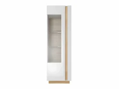 Vente-unique Aparador - 1 puerta - Con LEDs - Blanco brillante y roble - MURARI Color natural claro / Blanco Online