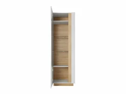 Vente-unique Aparador - 1 puerta - Con LEDs - Blanco brillante y roble - MURARI Color natural claro / Blanco Online