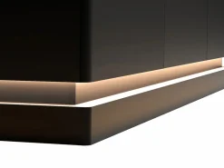 Vente-unique Aparador|Aparador 3 puertas con LEDs de MDF - Negro y efecto mármol blanco - DEVIKA de Pascal MORABITO