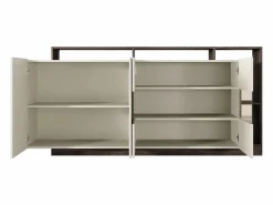 Vente-unique Aparador 4 puertas y 4 nichos con LEDs - Beige y Natural oscuro - IDESIA Color natural oscuro / Beige