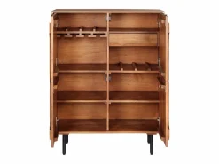 Aparador alto con 4 puertas de madera de mango y metal negro - Natural - MIZORAM^Maison Céphy Clearance