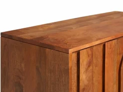 Aparador alto con 4 puertas de madera de mango y metal negro - Natural - MIZORAM^Maison Céphy Clearance
