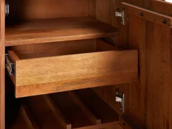 Aparador alto con 4 puertas de madera de mango y metal negro - Natural - MIZORAM^Maison Céphy Clearance