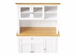 Merax Aparador De Cocina|Aparador alto de cocina - 104 x 40 x 180 cm - con estantes regulables + LEDs + 5 puertas + 1 cajón - Metal + MDF -
