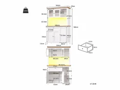 Merax Aparador De Cocina|Aparador alto de cocina - 104 x 40 x 180 cm - con estantes regulables + LEDs + 5 puertas + 1 cajón - Metal + MDF -