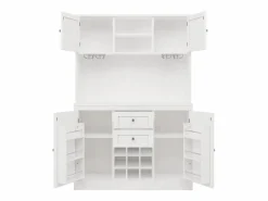 Merax Aparador De Cocina|Aparador alto de cocina - 120 x 40 x 188 cm - con estantes regulables + botellero + 4 puertas + 2 cajones - MDF -