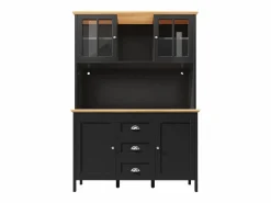 Merax Aparador De Cocina|Aparador alto de cocina - 120 x 40 x 179 cm - con LEDs + 4 puertas + 3 cajones + balda - MDF + metal -