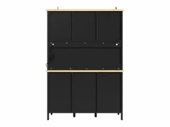 Merax Aparador De Cocina|Aparador alto de cocina - 120 x 40 x 179 cm - con LEDs + 4 puertas + 3 cajones + balda - MDF + metal -