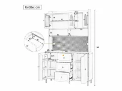Merax Aparador De Cocina|Aparador alto de cocina - 140 x 40 x 190 cm - con 3 cajones + 5 puertas + estantes - MDF -