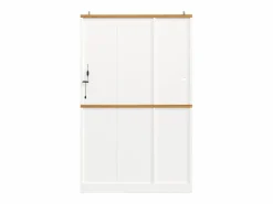 Merax Aparador alto de cocina - 104 x 40 x 180 cm - con LEDs + 4 puertas + 1 cajón + estante - MDF + metal - Blanco New