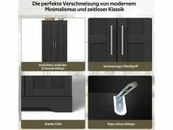 Merax Aparador De Cocina|Aparador alto de cocina - 60 x 40 x 120 cm - con LED + 2 puertas con estantes regulables y baldas en la puerta - MDF -