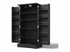 Merax Aparador De Cocina|Aparador alto de cocina - 60 x 40 x 120 cm - con LED + 2 puertas con estantes regulables y baldas en la puerta - MDF -