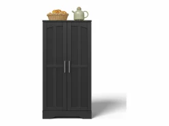 Merax Aparador De Cocina|Aparador alto de cocina - 60 x 40 x 120 cm - con LED + 2 puertas con estantes regulables y baldas en la puerta - MDF -