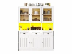 Merax Aparador De Cocina|Aparador alto de cocina - 140 x 40 x 175 cm - con puertas + LED + 3 cajones - MDF -