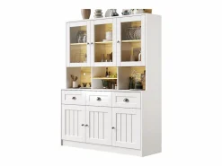 Merax Aparador De Cocina|Aparador alto de cocina - 140 x 40 x 175 cm - con puertas + LED + 3 cajones - MDF -