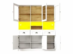 Merax Aparador De Cocina|Aparador alto de cocina - 140 x 40 x 175 cm - con puertas + LED + 3 cajones - MDF -