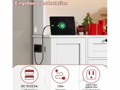 Aparador alto de cocina - 105 x 40 x 180 cm - con cajón + 5 puertas + estantes + LED + enchufes - MDF -^Merax Best