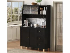 Aparador alto de cocina con enchufes y tablero perforado - 120 x 40 x 184 cm - con puertas + 3 cajones + balda - MDF -^Merax Clearance