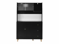 Aparador alto de cocina con enchufes y tablero perforado - 120 x 40 x 184 cm - con puertas + 3 cajones + balda - MDF -^Merax Clearance