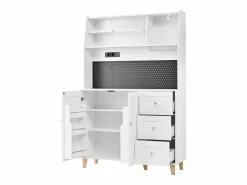 Merax Aparador De Cocina|Aparador alto de cocina con zócalos y tablero perforado - 120 x 40 x 184 cm - con puertas + 3 cajones + balda - MDF -