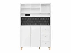 Merax Aparador De Cocina|Aparador alto de cocina con zócalos y tablero perforado - 120 x 40 x 184 cm - con puertas + 3 cajones + balda - MDF -