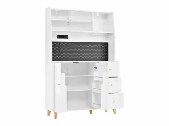 Merax Aparador De Cocina|Aparador alto de cocina con zócalos y tablero perforado - 120 x 40 x 184 cm - con puertas + 3 cajones + balda - MDF -