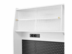 Merax Aparador De Cocina|Aparador alto de cocina con zócalos y tablero perforado - 120 x 40 x 184 cm - con puertas + 3 cajones + balda - MDF -