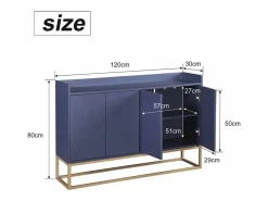 Aparador, Aparador Minimalista Moderno con 4 Puertas y Estructura de Metal para Comedor, Sala, Cocina, Azul Online