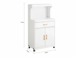 Sobuy Mueble Camarera|Aparador Auxiliar bajo de Cocina con 2 Puertas y 1 cajón, para microondas,L62 cm x P40 cm x H119 cm FSB12-W ES
