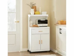 Sobuy Mueble Camarera|Aparador Auxiliar bajo de Cocina con 2 Puertas y 1 cajón, para microondas,L62 cm x P40 cm x H119 cm FSB12-W ES