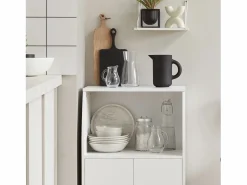Sobuy Aparador De Cocina|Aparador Auxiliar bajo de Cocina para microondas,con 2 Puertas y 1 Estante,L55 cm x P38 cm x H84 cm,FRG241-W ES