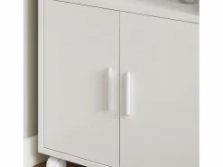 Sobuy Aparador De Cocina|Aparador Auxiliar bajo de Cocina para microondas,con 2 Puertas y 1 Estante,L55 cm x P38 cm x H84 cm,FRG241-W ES