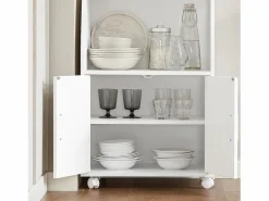 Sobuy Aparador De Cocina|Aparador Auxiliar bajo de Cocina para microondas,con 2 Puertas y 1 Estante,L55 cm x P38 cm x H84 cm,FRG241-W ES