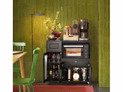 Sobuy Aparador De Cocina|Aparador Auxiliar de Almacenamiento para Microondas con Ruedas Armario de Cocina con 3 Puertas y un Cajón 88.5 x 40 x 89 cm FSB78-SCH ES