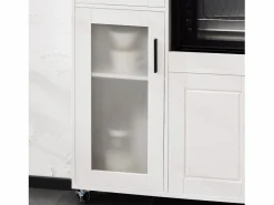 Sobuy Aparador De Cocina|Aparador Auxiliar de Almacenamiento para Microondas con 4 Ruedas Mueble Auxiliar de Comedor con 3 Puertas y 1 Cajón 88,5 x 40 x 89 cm FSB78-W ES
