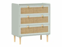 Aparador - Aparador con 3 cajones y cuatro patas antideslizantes - aspecto ratán - para salón y dormitorio Azul Clearance