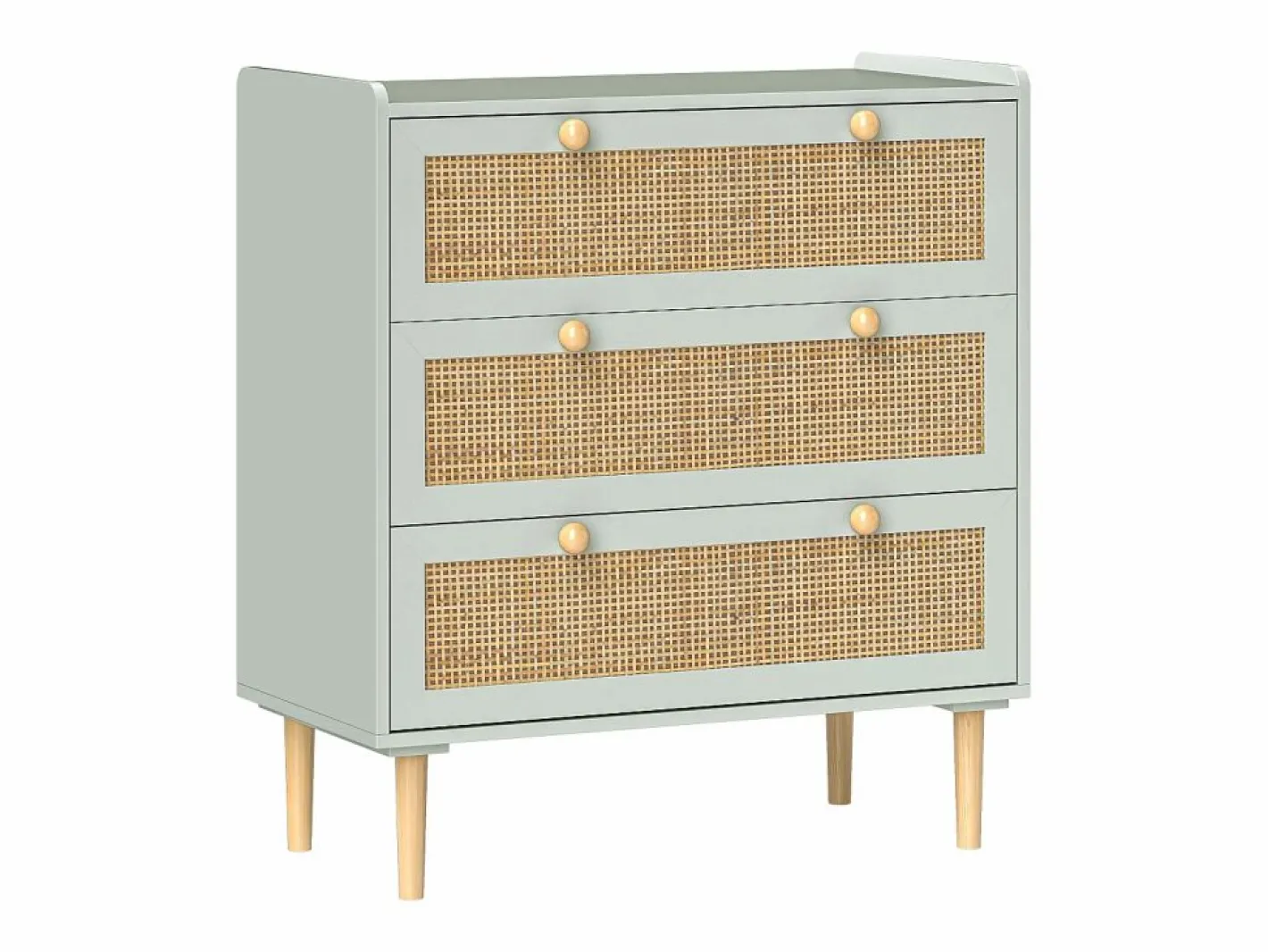 Aparador - Aparador con 3 cajones y cuatro patas antideslizantes - aspecto ratán - para salón y dormitorio Azul Clearance